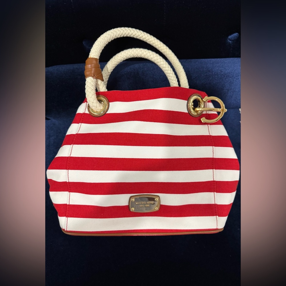Michael Kors Striped Red and White Tote